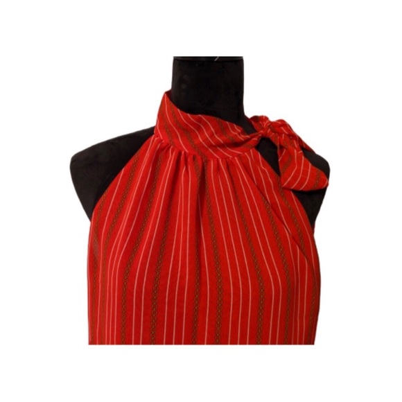 Banana Republic Tie Neck Red Sleeveless Blouse - Picture 6 of 11